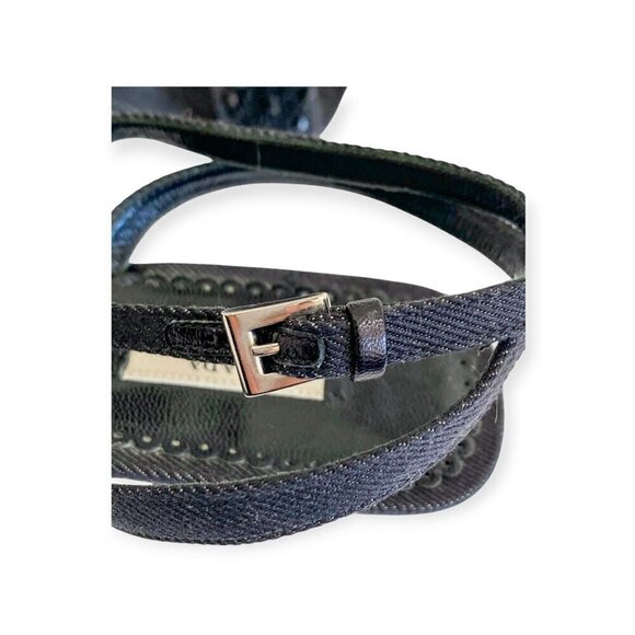 Prada denim ankle strap heeled sandal with black beading, size 38 EU - Picture 11 of 15